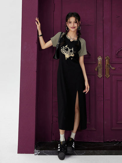 Graphic slit dress 