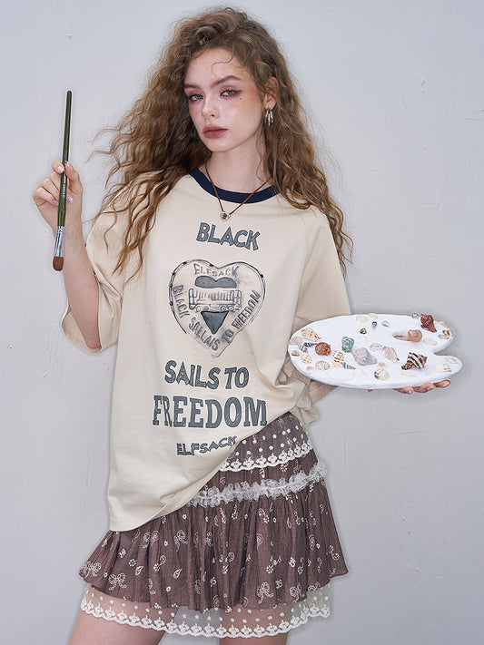 フリーダムハートプリントTシャツ