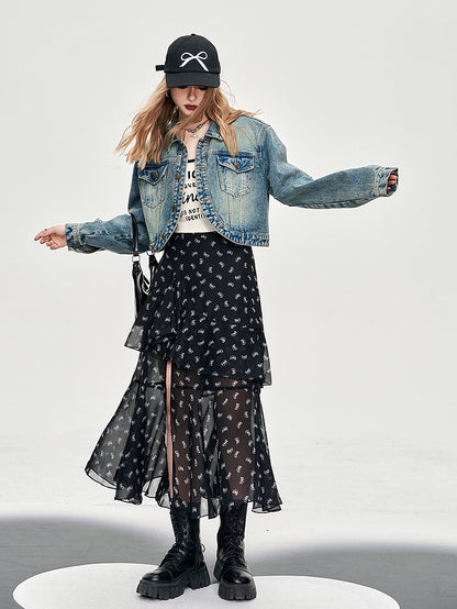 Asymmetrical flare chiffon skirt 