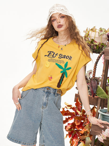 パームツリーステッチTシャツ