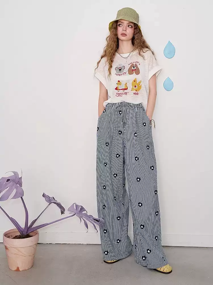 デイジーチェックワイドパンツ