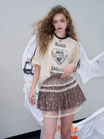 フリーダムハートプリントTシャツ