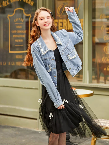 Pearl design denim jacket 