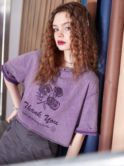 サンクスローズクロップドTシャツ