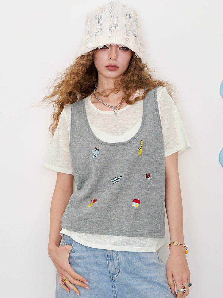 フェイクレイヤードTシャツ