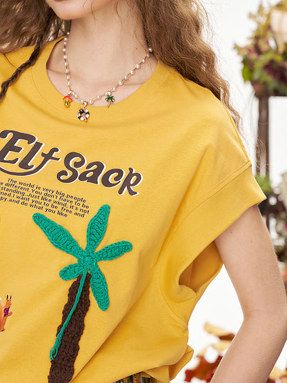 パームツリーステッチTシャツ