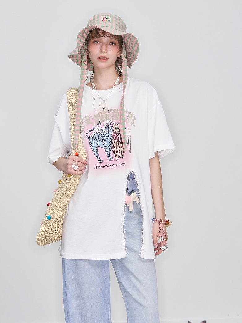 キャットプリントTシャツ