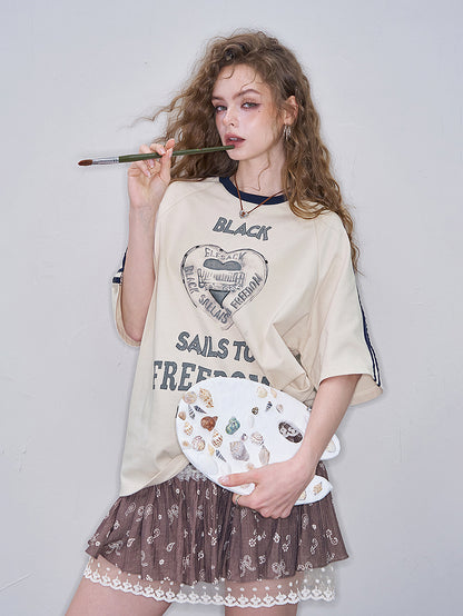 フリーダムハートプリントTシャツ