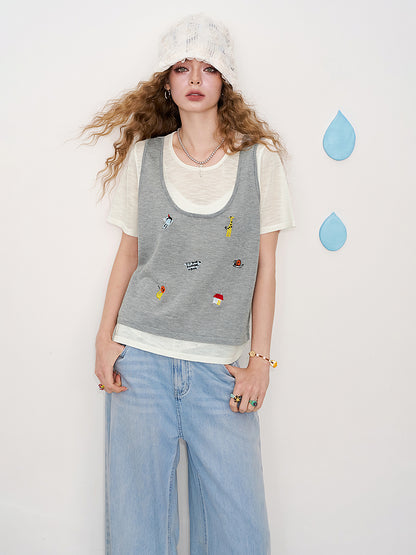 フェイクレイヤードTシャツ