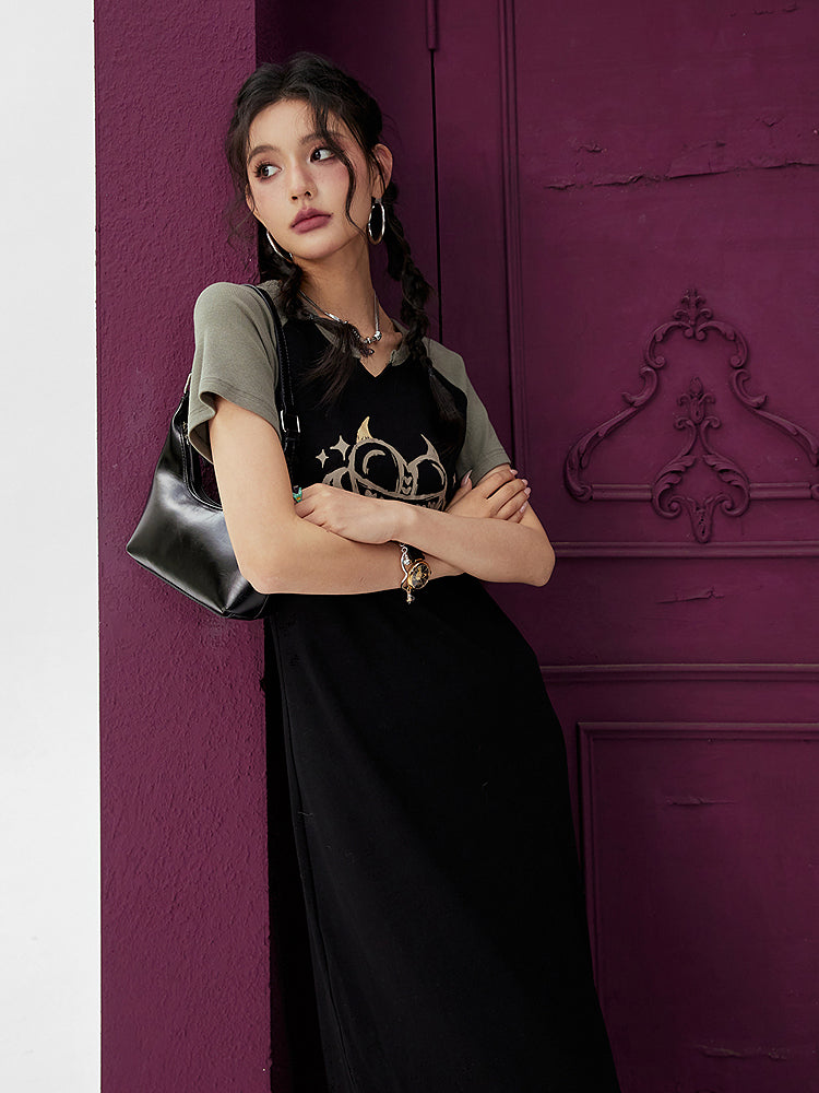 Graphic slit dress 