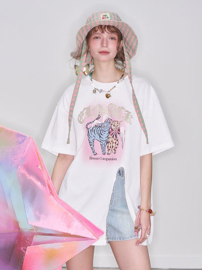 キャットプリントTシャツ
