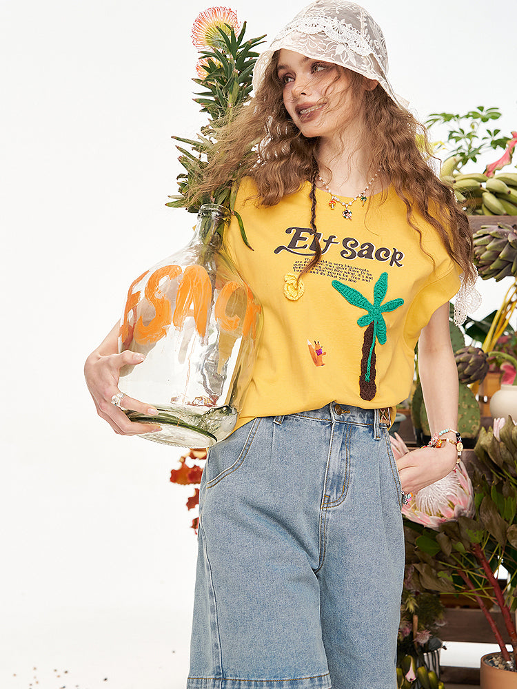 パームツリーステッチTシャツ