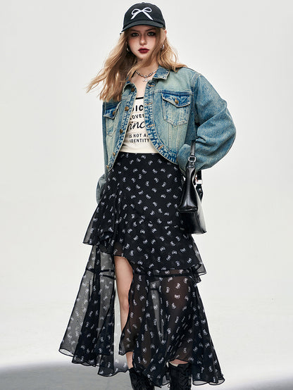 Asymmetrical flare chiffon skirt 