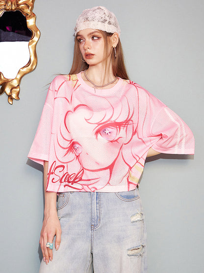メッシュビジュアルプリントTシャツ