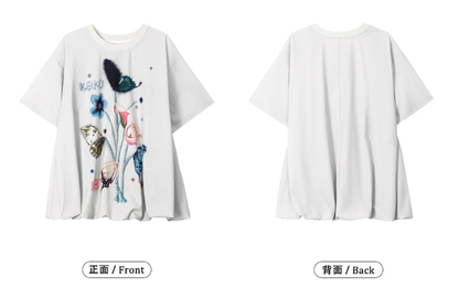 バブルヘムグラフィックTシャツ